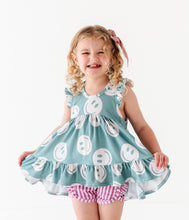 Load image into Gallery viewer, TEAL SMILEY | Double Ruffle Peplum