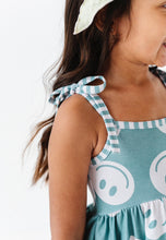 Load image into Gallery viewer, TEAL SMILEY | Strappy Twirl Dress